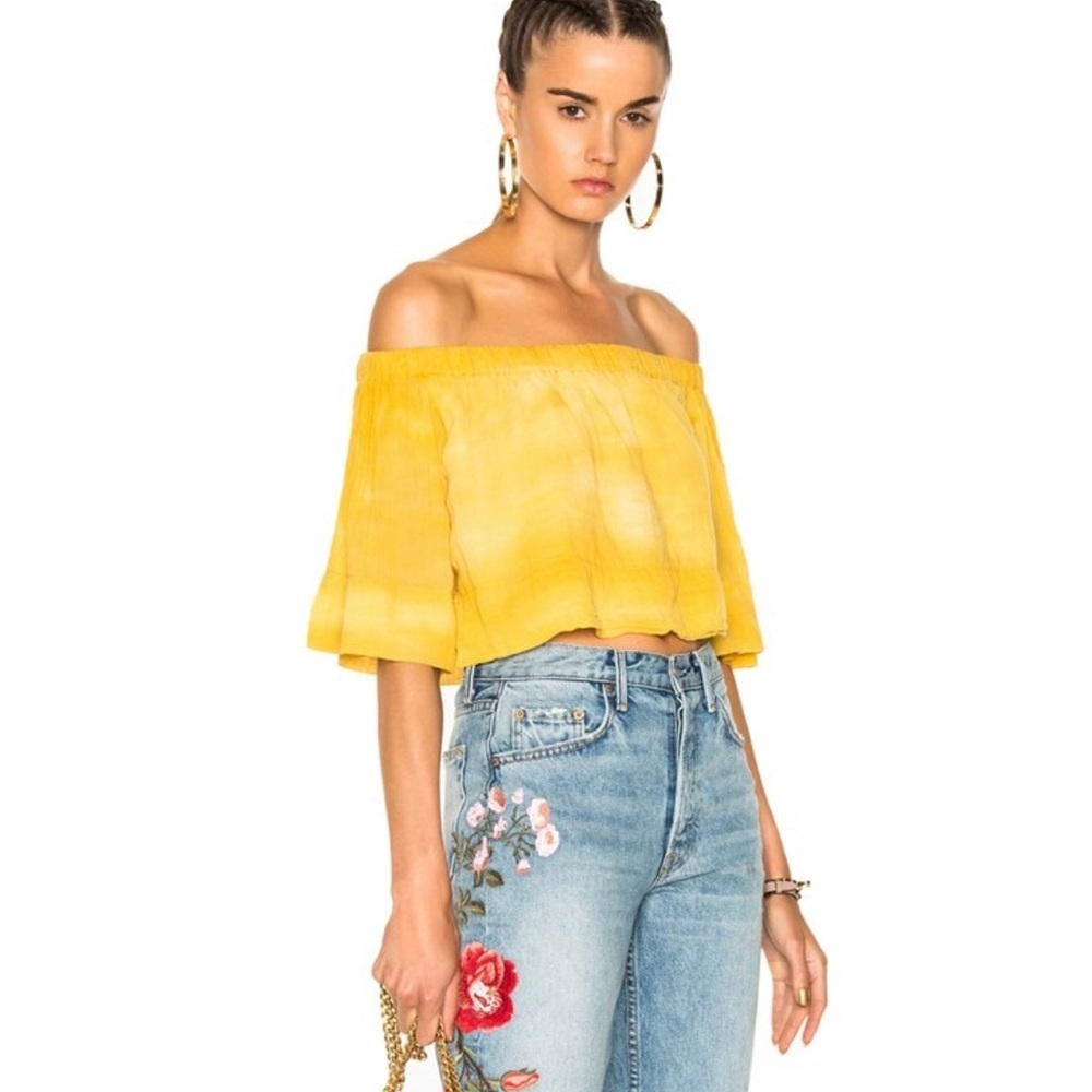 RAQUEL ALLEGRA 100% cotton Off Shoulder Top in Dandelion Tie Dye NWT